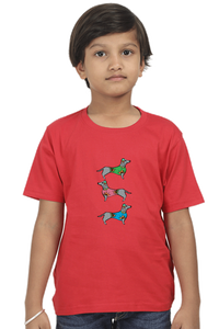 Round Neck T-Shirt (Boys) - Three Daschunds (10 Colours)