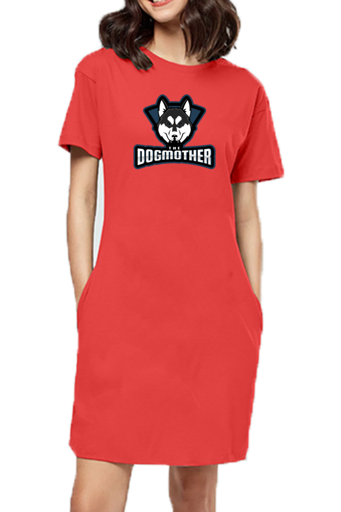 T-shirt Dress With Pockets - The Dogmother Husky (6 Colours)