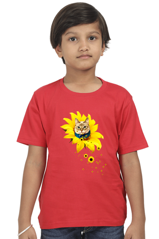 Round Neck T-Shirt (Boys) - A Meowment Of Sunshine (10 Colours)