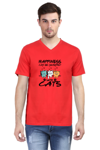 V Neck T-Shirt (Men) - Feline Happy (3 Colours)
