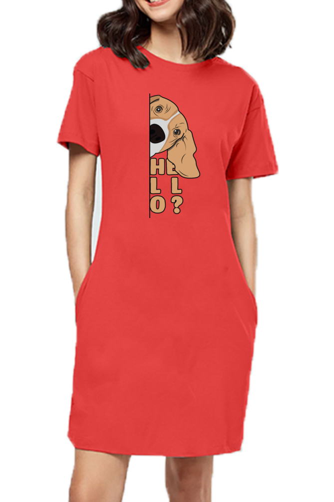 T-shirt Dress With Pockets - Basset Hound Hello (6 Colours)