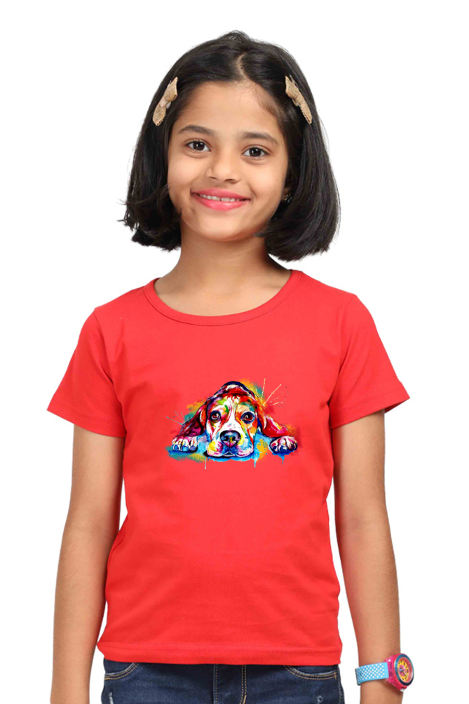 Round Neck T-Shirt (Girls) - Droopy Dog Eyes (7 Colours)