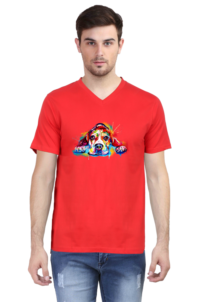 V Neck T-Shirt (Men) - Droopy Dog Eyes (6 Colours)