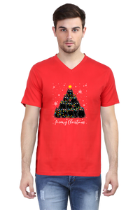 V Neck T-Shirt (Men) - Meowy Christmas (3 Colours)
