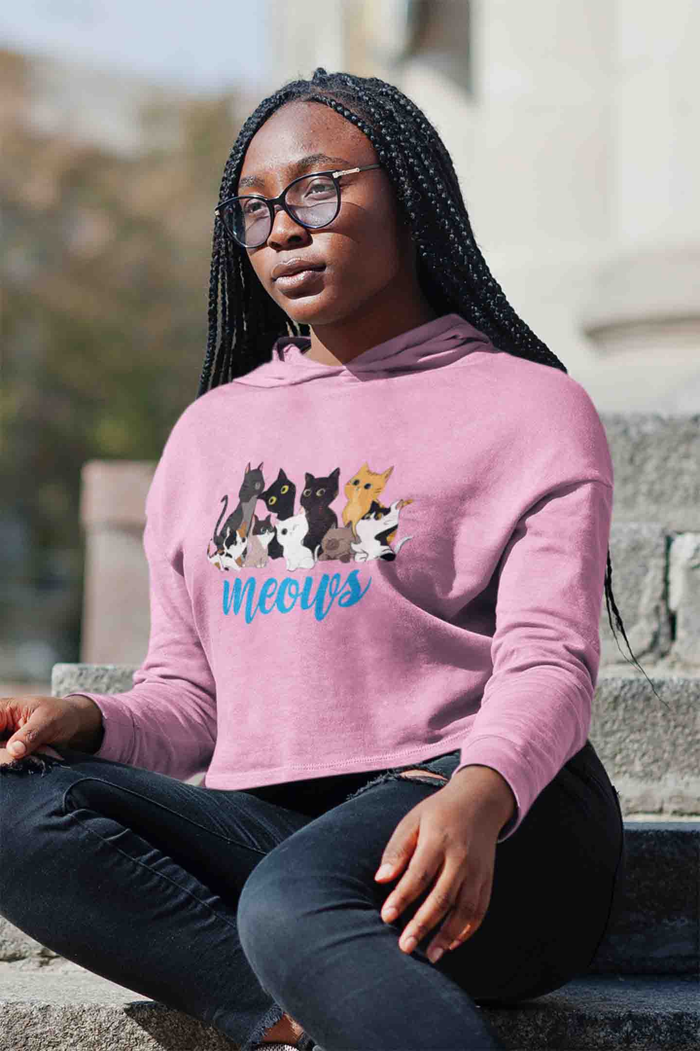 Crop Hoodie (Women) - Cat Chaos (6 Colours)