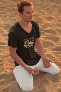 V Neck T-Shirt (Men) - Busy Yorkie (3 Colours)