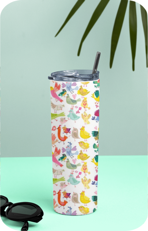 Bird Brained Skinny Tumbler With Metal Straw