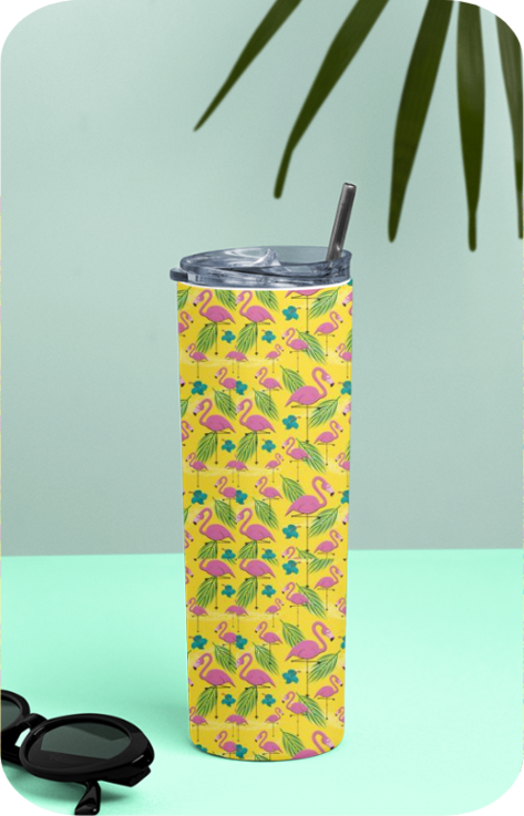 Tropical Tango Skinny Tumbler With Metal Straw