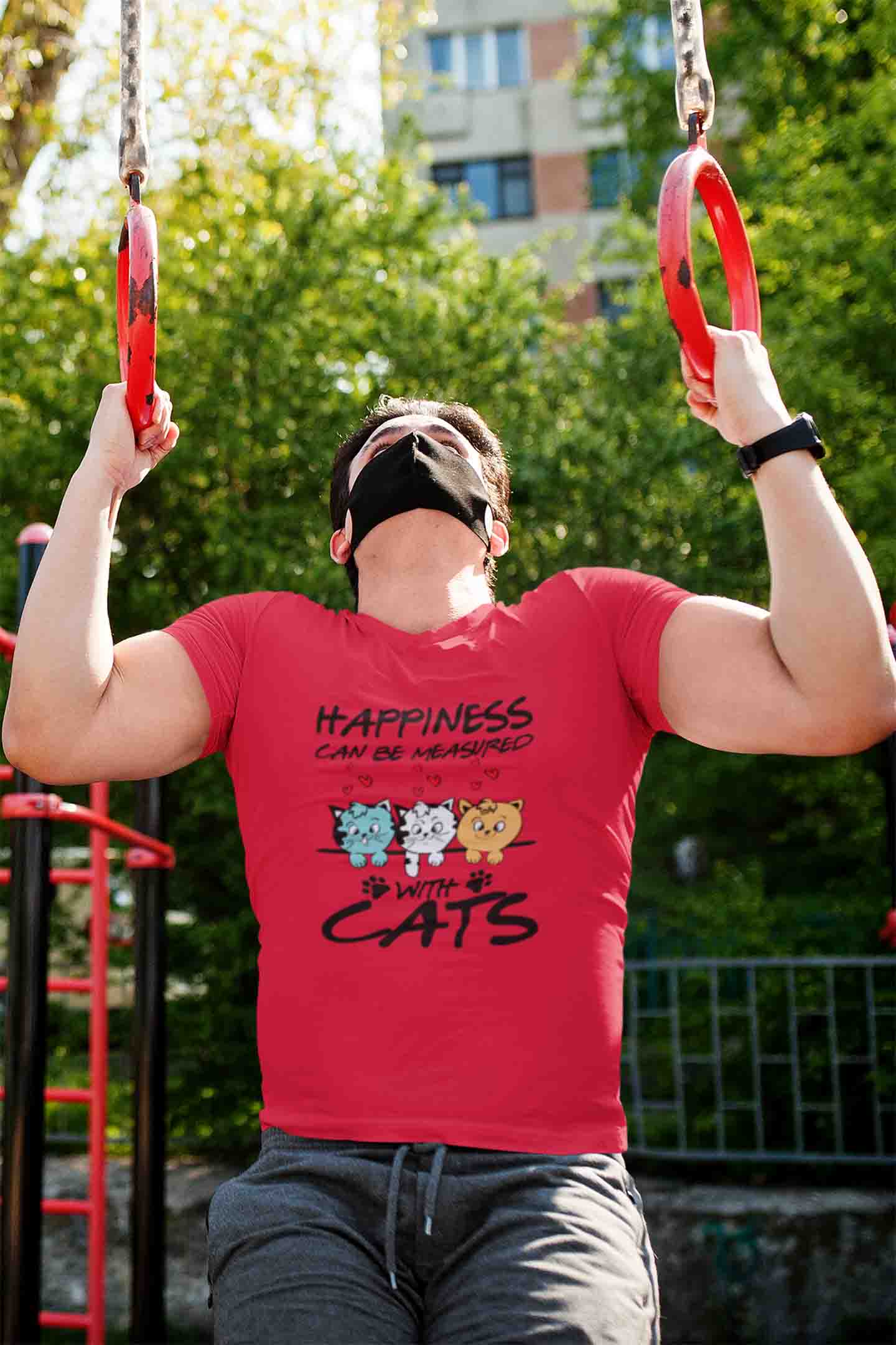 V Neck T-Shirt (Men) - Feline Happy (3 Colours)