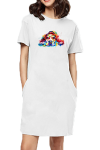 T-shirt Dress With Pockets - Droopy Dog Eyes (6 Colours)