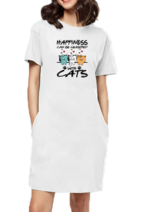 T-shirt Dress With Pockets - Feline Happy (3 Colours)