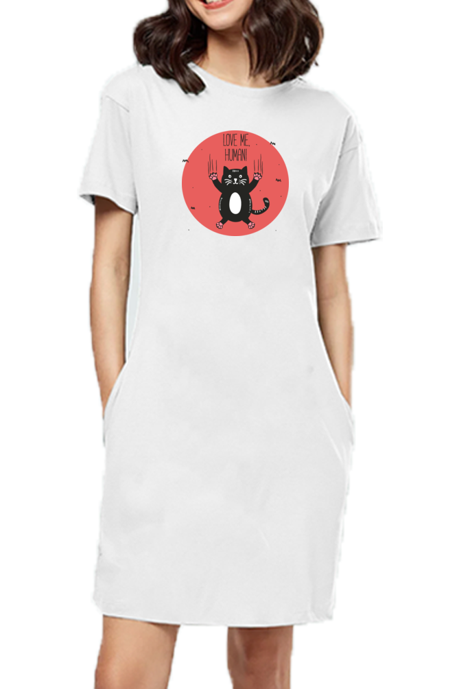 T-shirt Dress With Pockets - Love Me, Human (6 Colours)