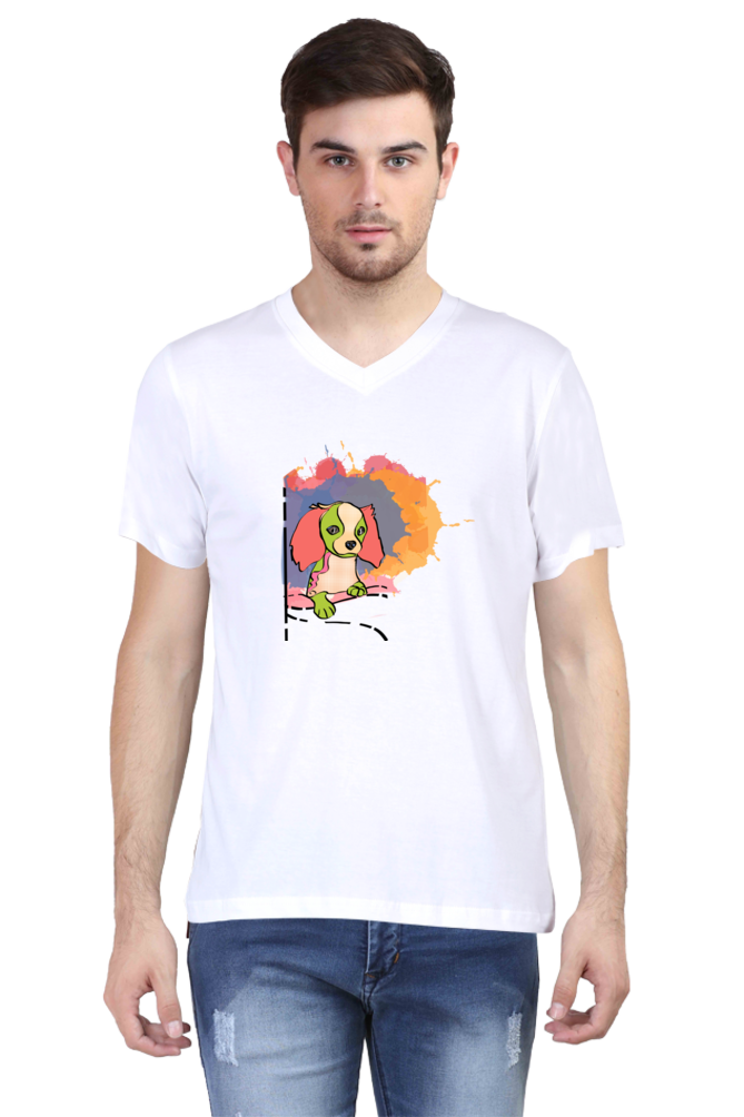 V Neck T-Shirt (Men) - Cavalier King Charles Spaniel (2 Colours)