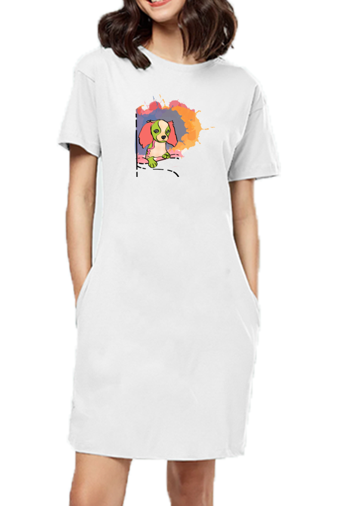 T-shirt Dress With Pockets - Cavalier King Charles Spaniel (4 Colours)