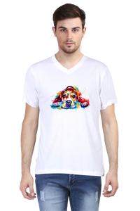 V Neck T-Shirt (Men) - Droopy Dog Eyes (6 Colours)