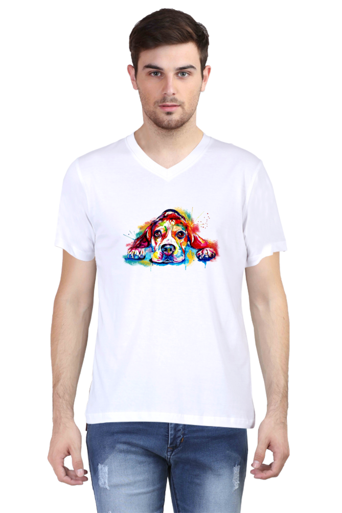 V Neck T-Shirt (Men) - Droopy Dog Eyes (6 Colours)