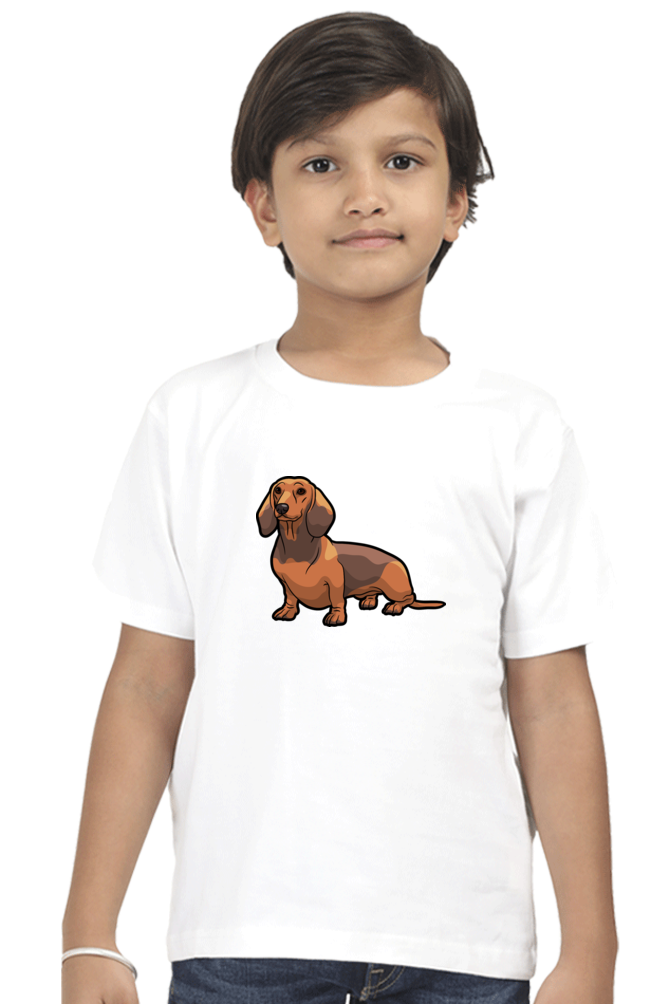 Round Neck T-Shirt (Boys) - Dash Dash Dachshund (10 Colours