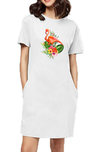 T-shirt Dress With Pockets - Fashionable Flamingo (5 Colours)