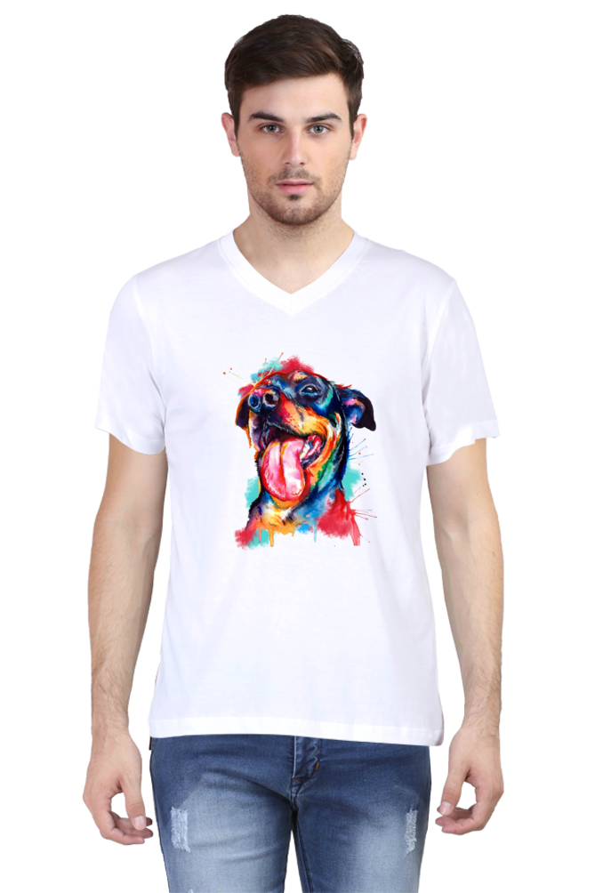 V Neck T-Shirt (Men) - Pawfectly Bright Hound (5 Colours)