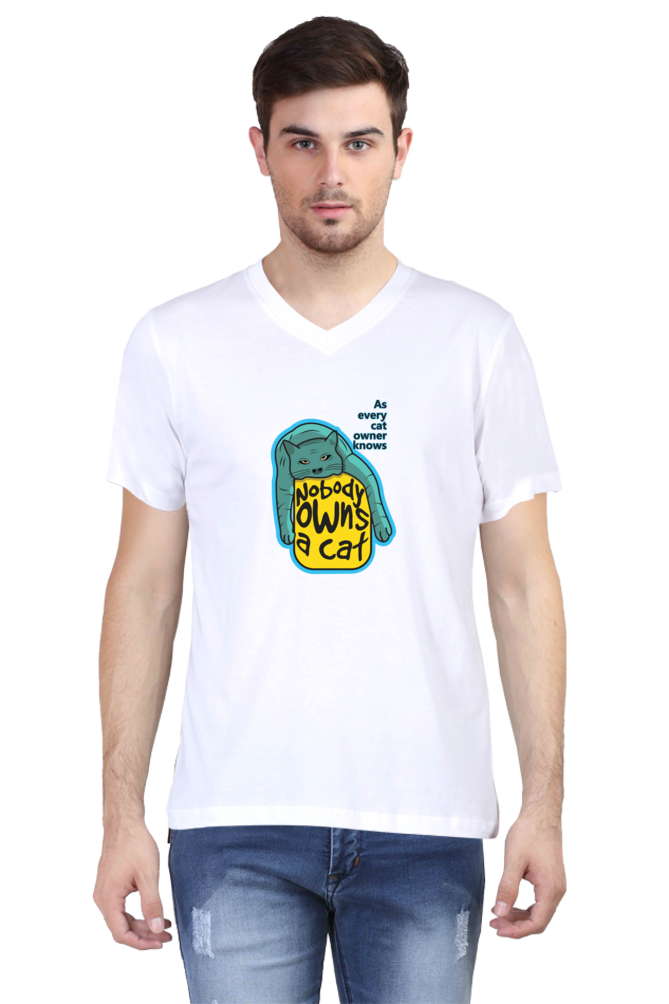V Neck T-Shirt (Men) - Cat-titude (2 Colours)