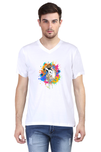 V Neck T-Shirt (Men) - Splashes Of Joy Puppy (5 Colours)