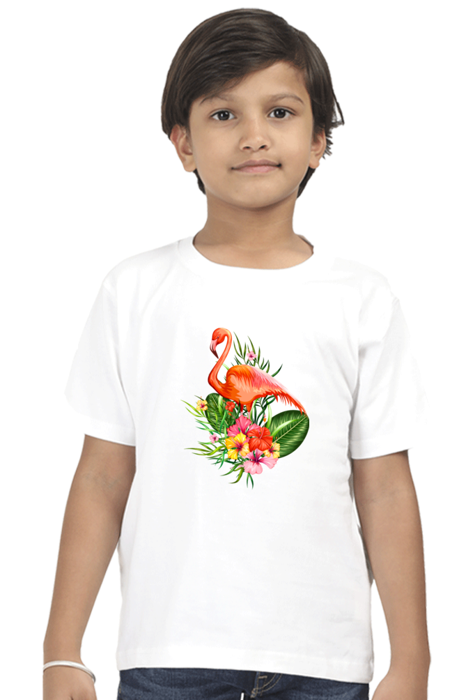 Round Neck T-Shirt (Boys) - Fashionable Flamingo (10 Colours)