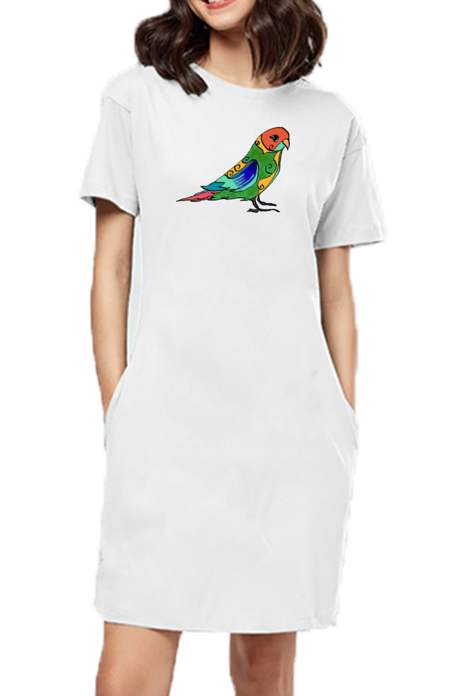T-shirt Dress With Pockets - Pretty Jandaya Parakeet (3 Colours)