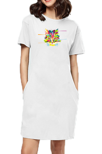 T-shirt Dress With Pockets - Laser Sharp Cat (6 Colours)