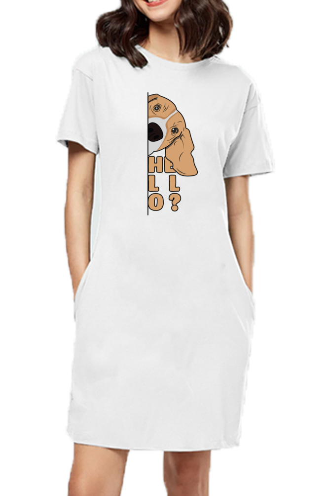 T-shirt Dress With Pockets - Basset Hound Hello (6 Colours)