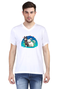 V Neck T-Shirt (Men) - Pawsitively Adorable Cats (3 Colours)