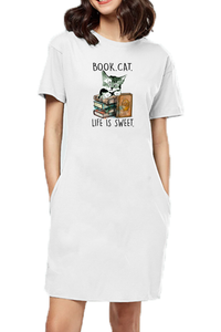 T-shirt Dress With Pockets - Nerdy Kitty (3 Colours)