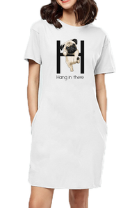 T-shirt Dress With Pockets - Hang In There Pug (2 Colours)