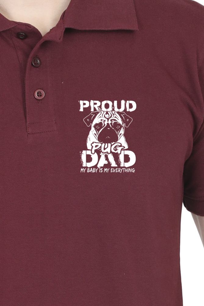 Polo Neck T-Shirt (Men) - Proud Pug Dad (4 Colours)