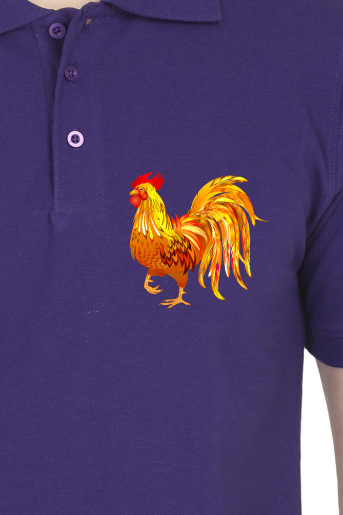 Polo Neck T-Shirt (Men) - Cock-a-Doodle-Doo (8 Colours)