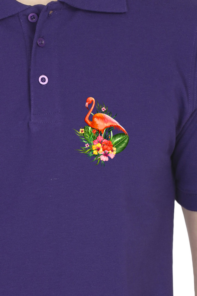 Polo Neck T-Shirt (Men) - Fashionable Flamingo (10 Colours)