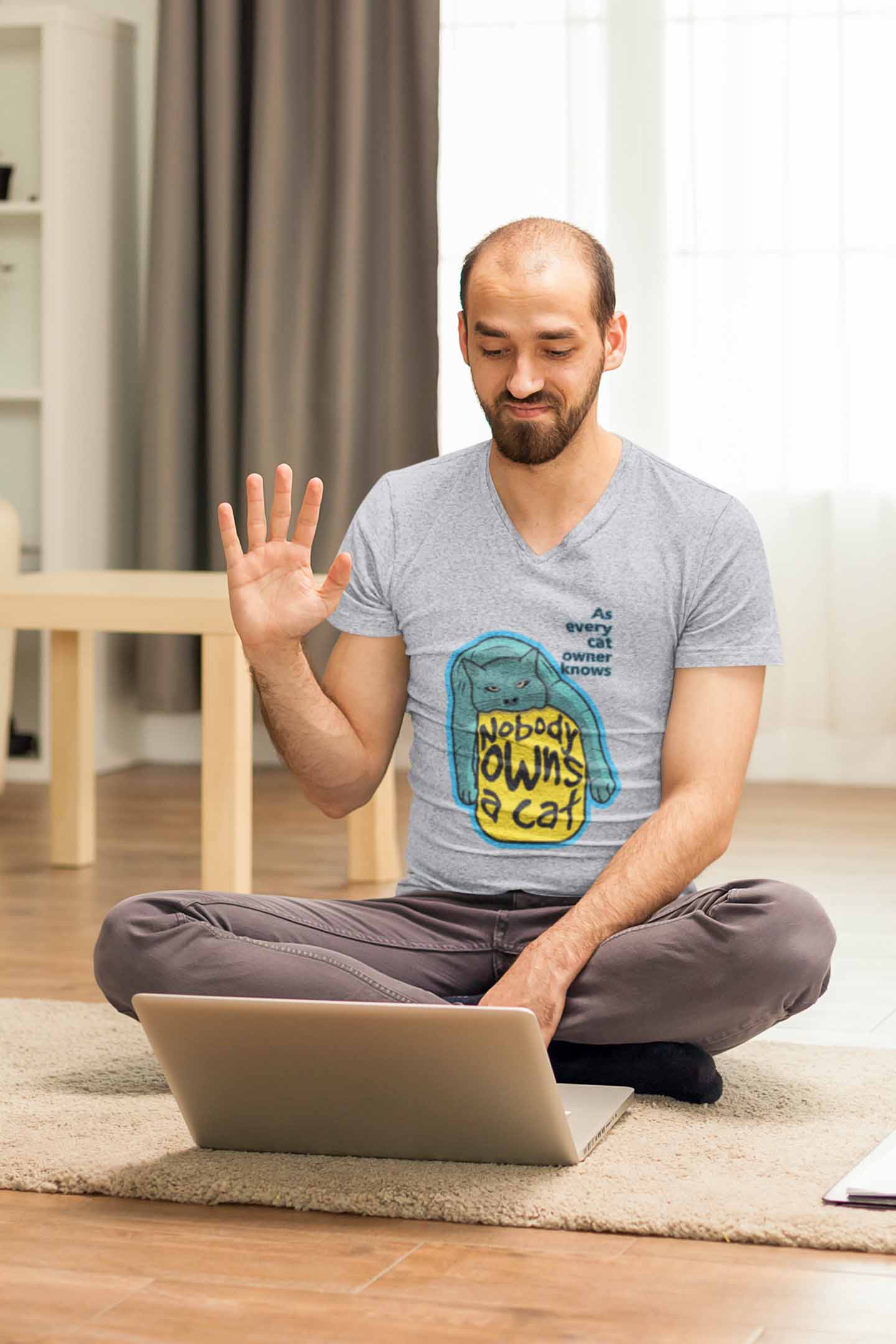 V Neck T-Shirt (Men) - Cat-titude (2 Colours)