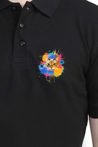 Polo Neck T-Shirt (Men) - Splishy Splishy Cat (11 Colours)
