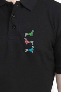 Polo Neck T-Shirt (Men) - Three Daschunds (11 Colours)
