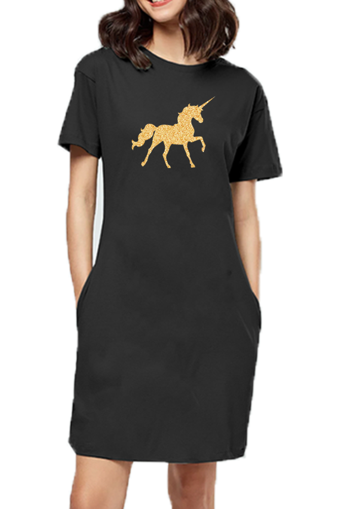 T-shirt Dress With Pockets - Mystical Unicorn (5 Colours)