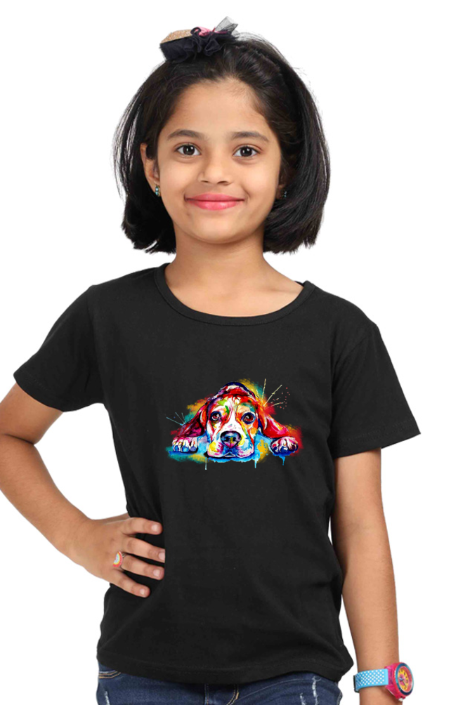 Round Neck T-Shirt (Girls) - Droopy Dog Eyes (7 Colours)
