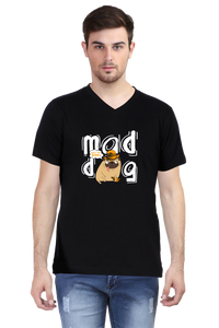 V Neck T-Shirt (Men) - Pizza Pug (4 Colours)