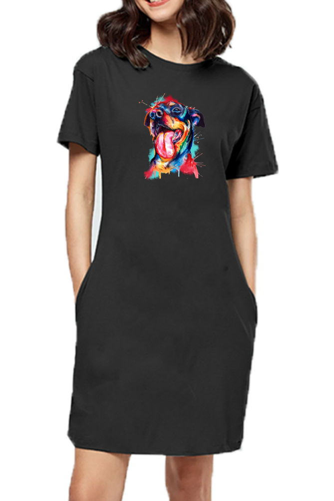 T-shirt Dress With Pockets - Pawfectly Bright Hound (6 Colours)