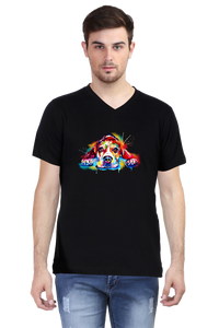 V Neck T-Shirt (Men) - Droopy Dog Eyes (6 Colours)