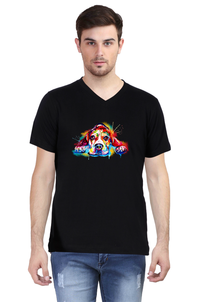 V Neck T-Shirt (Men) - Droopy Dog Eyes (6 Colours)