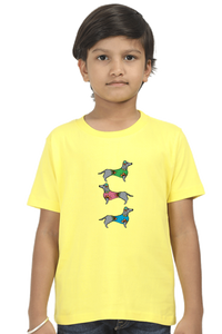 Round Neck T-Shirt (Boys) - Three Daschunds (10 Colours)