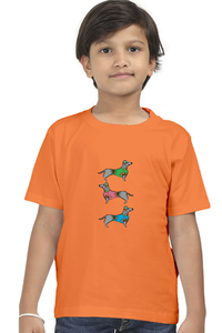 Round Neck T-Shirt (Boys) - Three Daschunds (10 Colours)