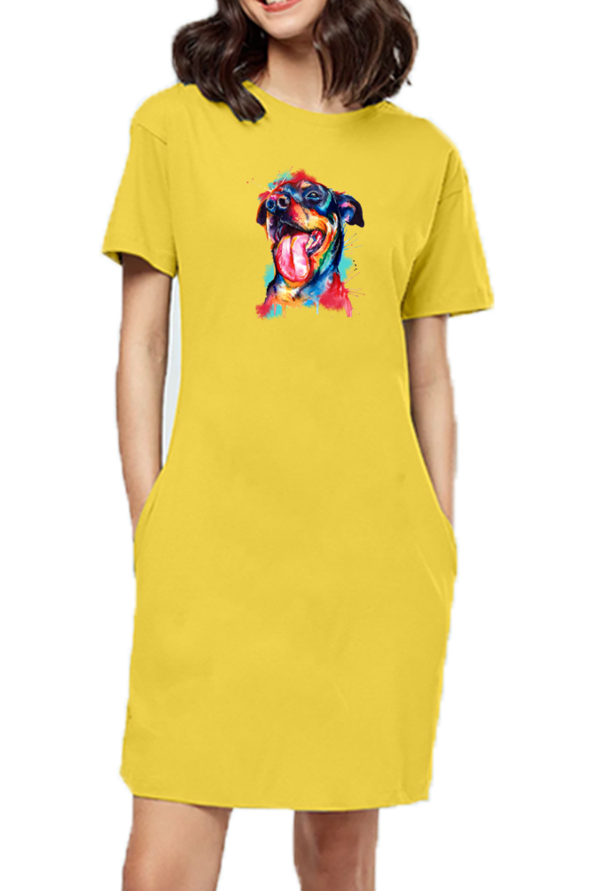 T-shirt Dress With Pockets - Pawfectly Bright Hound (6 Colours)