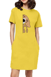 T-shirt Dress With Pockets - Basset Hound Hello (6 Colours)
