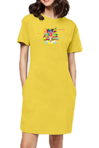 T-shirt Dress With Pockets - Laser Sharp Cat (6 Colours)