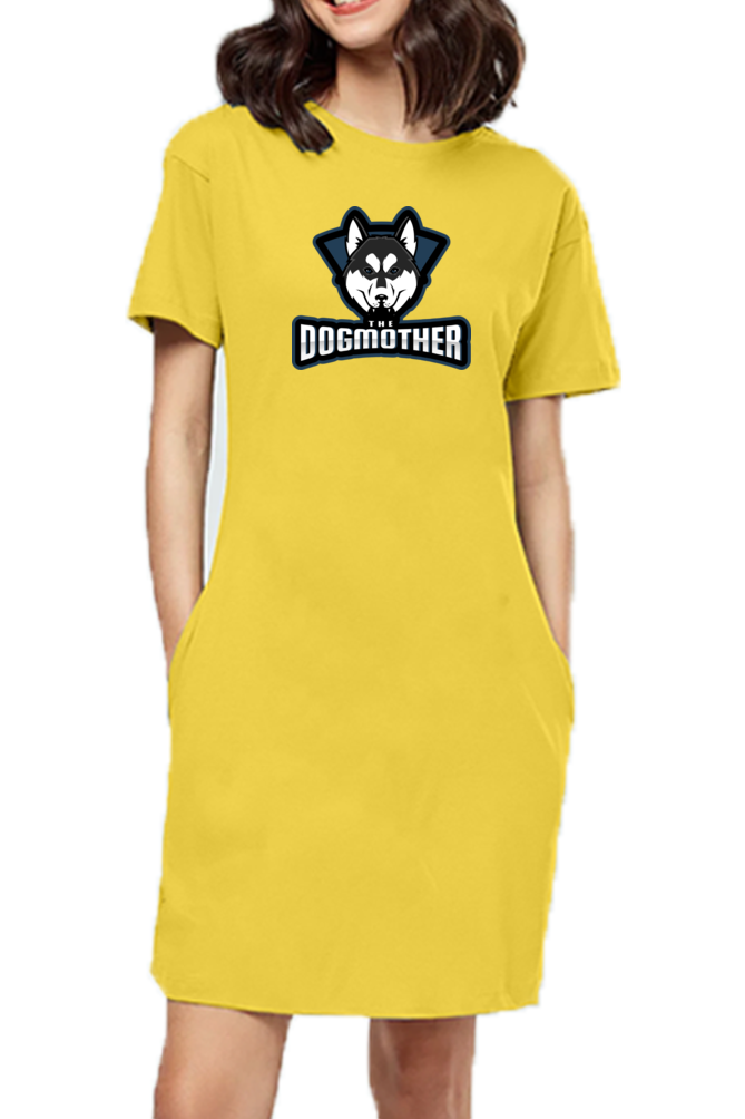 T-shirt Dress With Pockets - The Dogmother Husky (6 Colours)